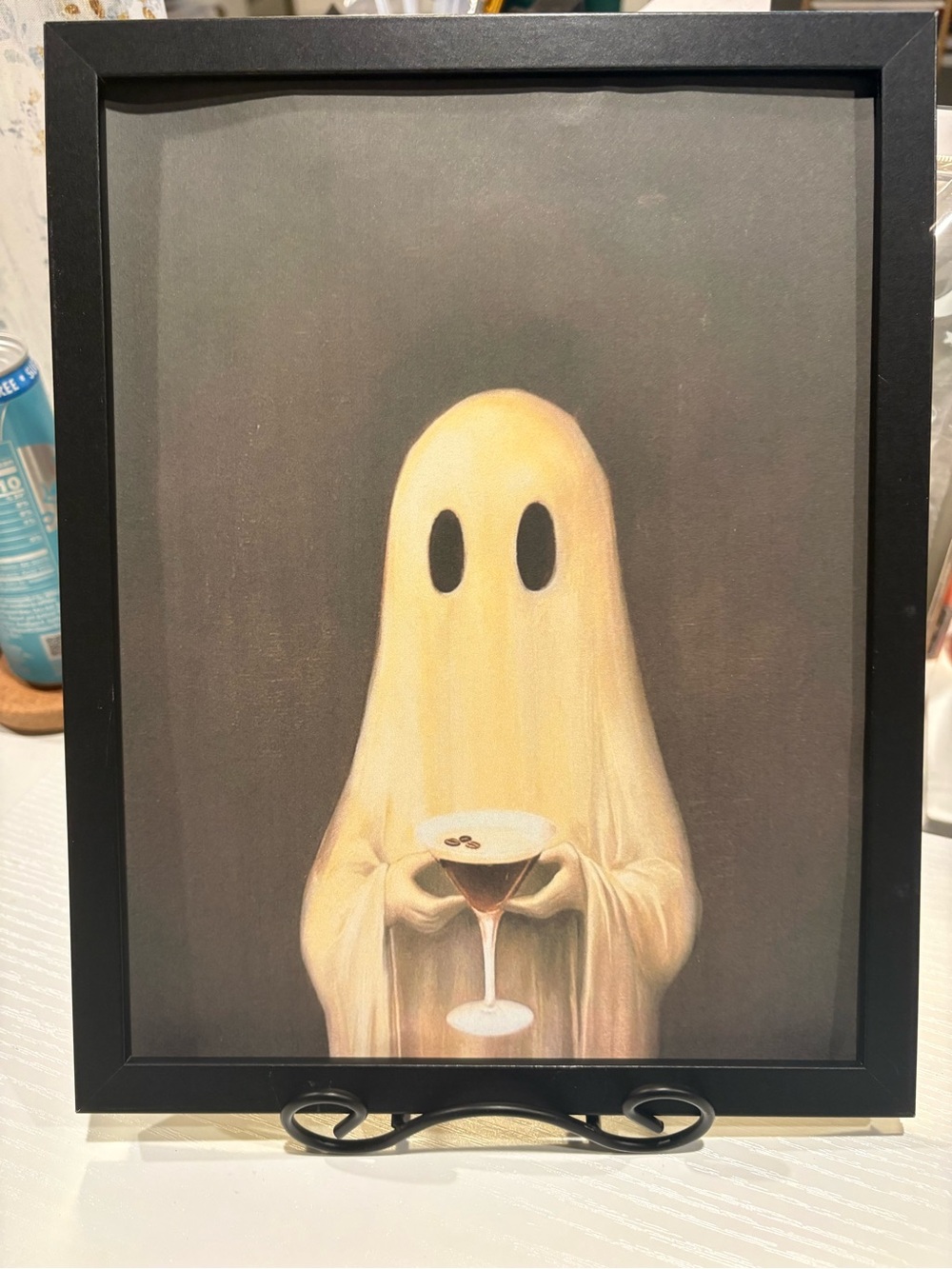 Cute Ghost Holding Espresso Martini Framed 8x10 Art Print